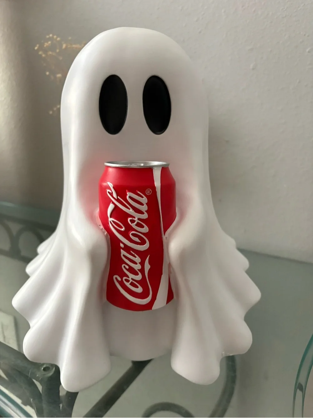 Coca Cola White Ghost Can Holder with Red Can